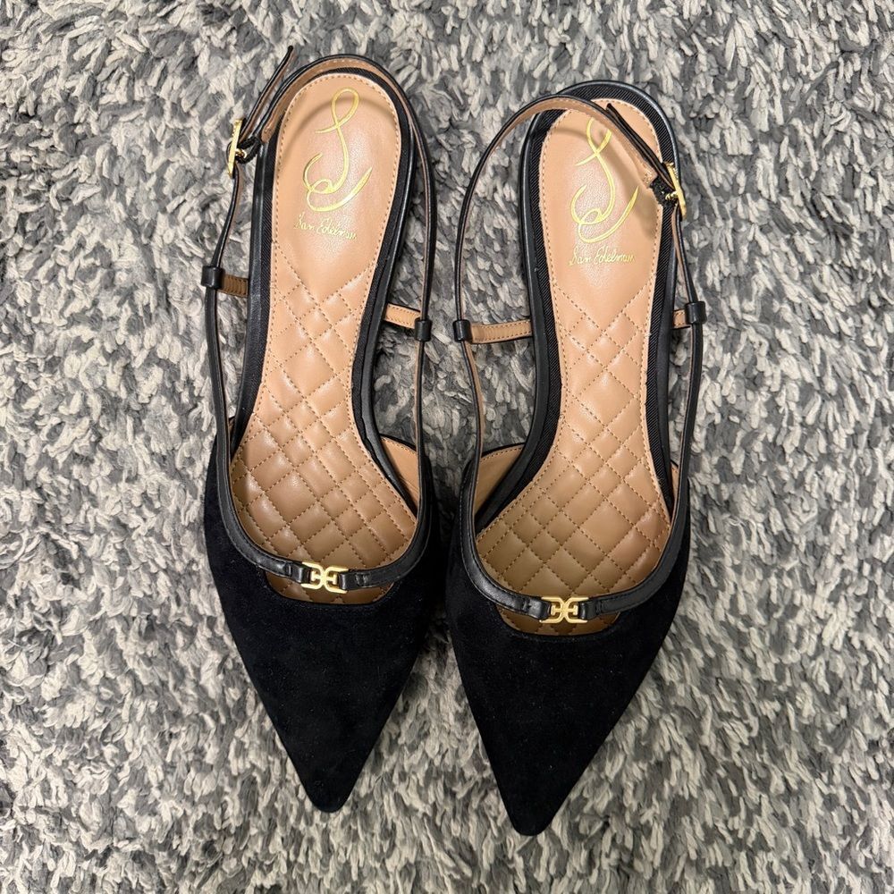 Sam Edelman Cohen Pointed Toe Slingback Ballet Flat Black Size 10 Never Worn - Picture 2 of 3